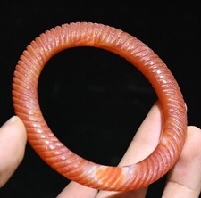 55MM Old Han Dynasty Hetian Jade Carved Fengshui  Pattern Jewelry Bracelet