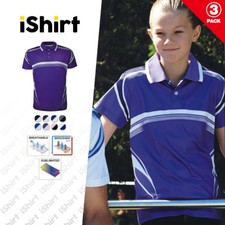 3PCX KIDS POLO SHIRT 100% POLYESTER COOL DRY BREATHABLE SUBLIMATED GRADATE POLO