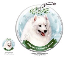 Japanese Spitz Bellyrubs and Christmas Kisses Holiday Ornament