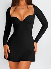 Coloquin Womens Black Sweetheart Neck Mini Dress A Line Party Cocktail Dres