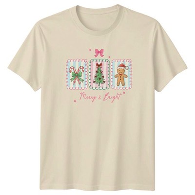 Merry & Bright Christmas Holidays Herren Damen Grafik Tee Unisex T-Shirt -a