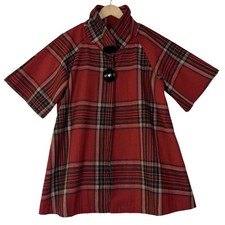 Luii Plaid Wool Blend Swing Jacket Womens Siz...