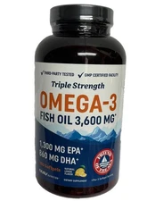 Triple Strength Omega 3 Fish Oil 3600mg EPA & DHA 2100mg Omega3 180ct Exp: 2027