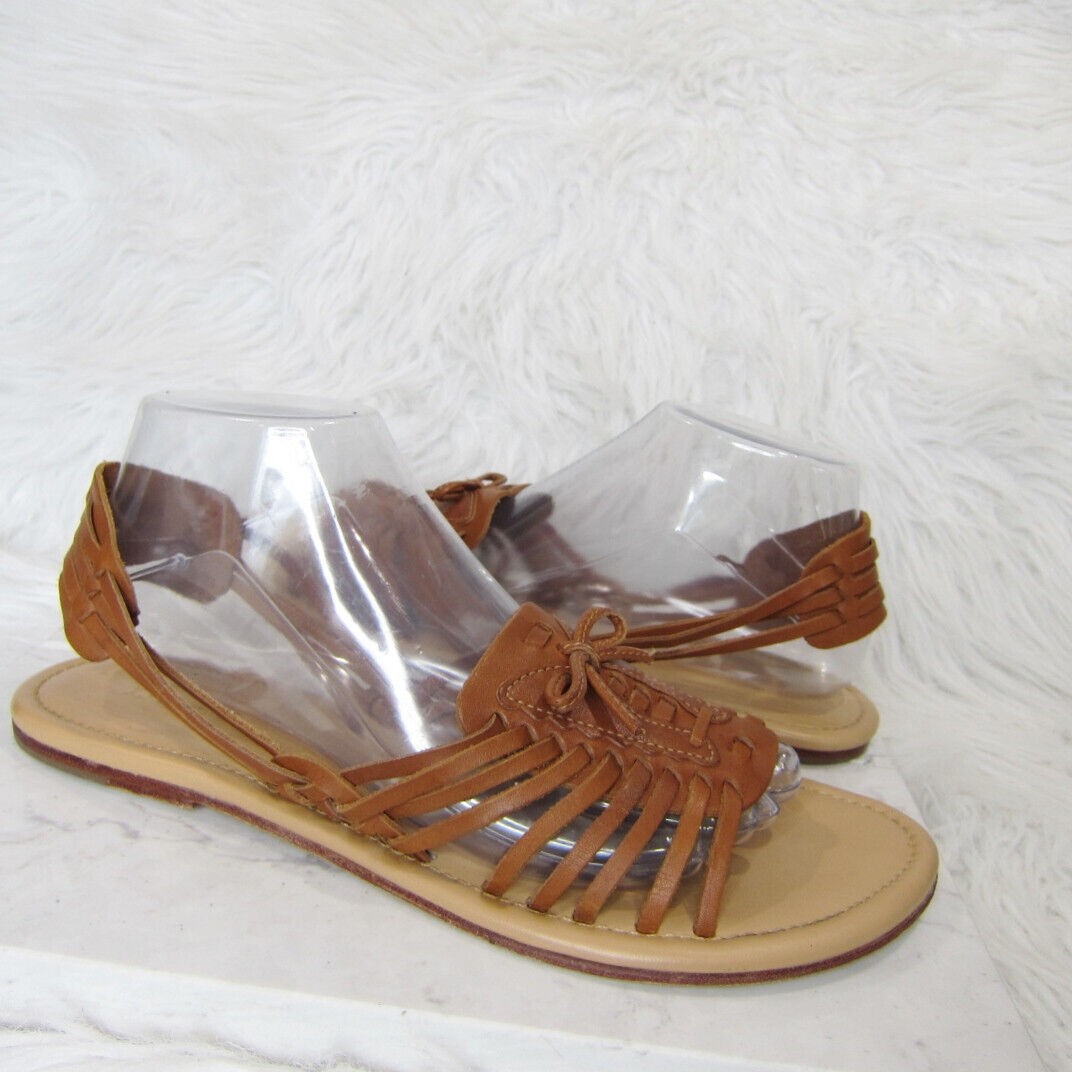 APL SANDALI HUARACHE LLL BEAN FAIRHAVEN VINTAGE PELLE INTRECCIATA con fiocco MARRONE taglia 9 5 M