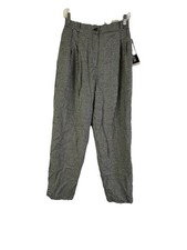 Deadstock Vintage 90s Womens 8 Petite Wool Houndstooth Pleated Pants Rockabilly