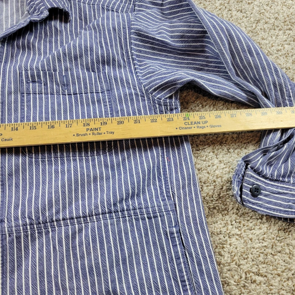 Camisa Chaqueta Smith & Hawken Para Hombre Grande Denim Tareas de Granero Abotonadas Rayas Foto 3 de 4