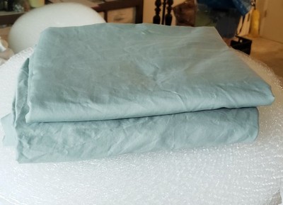 Wamsutta Pima Cotton Sateen  Sheet Set Twin Fitted + Flat Blue Gray