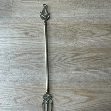 Vintage Brass Masonic  Turned Handled 3 Prong Toasting Fork Compass & Square