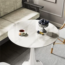 20"-36"Inch Round Tempered Glass /Marble Pattern Tabletop 8mm Thick Safety Edge