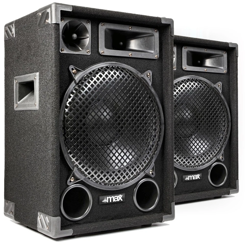 MAX FACTORY 1200 Watt Max MAX12 12"" Speakers - Home Audio Stereo Hi-Fi DJ Party UK Stock