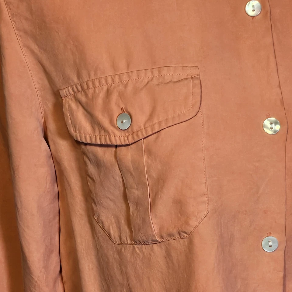 100% Silk Coral/Peachy Button up Shirt Womens SZ 8 Casual Dressy Business Preppy - Image 2 of 4