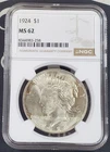 1924-P Peace Dollar S$1 -NGC MS 62