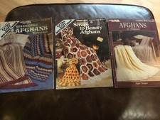 Lot of 3 Leisure Arts Vintage Afghan Crochet Pattern Books