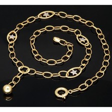 Stern Collier Goldkette Halskette 585 14K ECHT GOLD Bicolor 4,5-9mm 50cm NEU