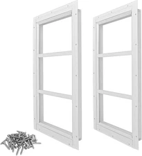 2 Pack Shed Windows 10'' x 18'' White 10'' x 18'', 