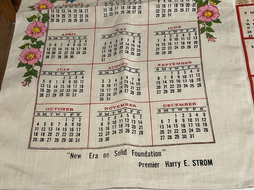3 Vintage 1970, 1971, 1972 Calendar Linen Dish Tea Towels Clothes - Picture 5 of 6