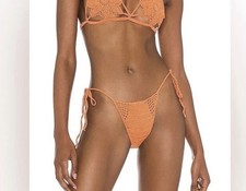 Cult Gaia Dylan Crochet Bikini Bottoms Sunburst Orange Medium M Swim 148 NWT