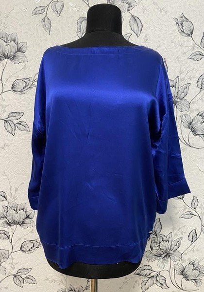Women Escada Shirt Navy Silk 36 / S / 44