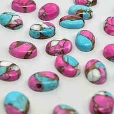 AAA Cotton Candy Kingman Copper Turquoise Cabochon Oval Shape Loose Gemstone