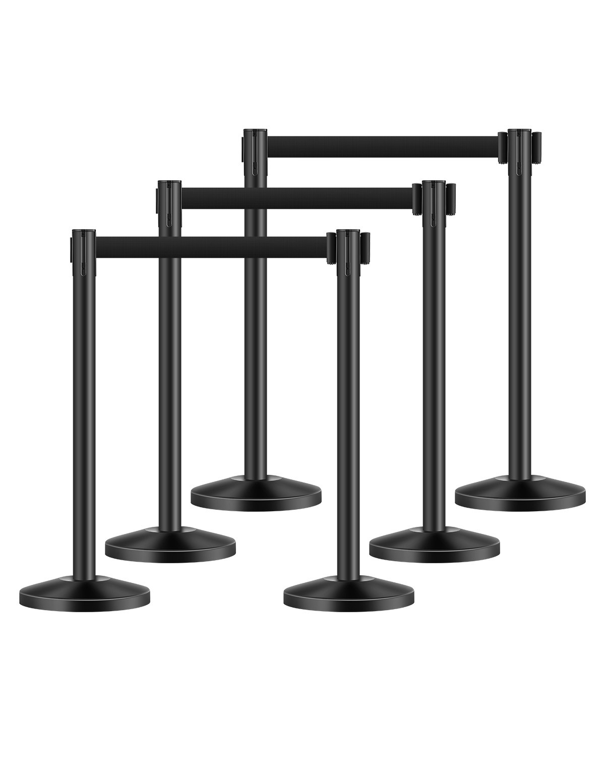 Poteau d'arrêt à sangle rétractable et base lestable par sable VEVOR 6 pcs