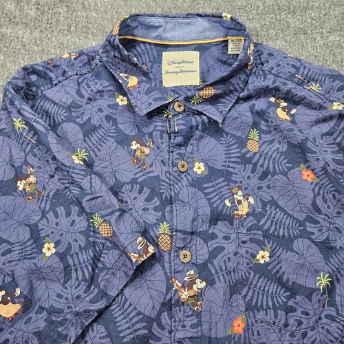 Tommy Bahama Disney Parks Mickey Mouse Hemd Herren XL blau Hawaii Seidenmischung