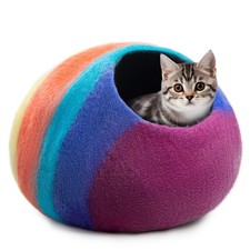 Woolygon Premium Felt Cat Cave Bed   Wool Kitty Beds Handcrafted Kitten Caves Be