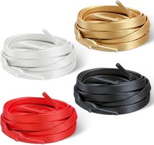 MTLEE 4 Pairs 80s 90s Gold Flat PU Leather Shoe Laces Waterproof Wide Long...