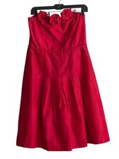 LILLY PULITZER RED STRAPLESS COCKTAIL DRESS Sz 10 SILK BLEND FULL FORMAL