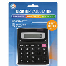 Image of Desktop Calculator Large Display Solar Battery Dual Power Office School Calculat