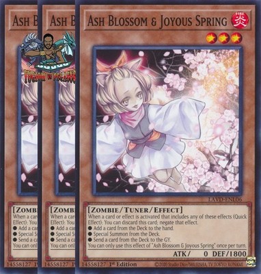 Yugioh! 3x Ash Blossom & Joyous Spring LAVD-ENL06 Common 1st Ed NM