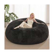 Bean Bag Cover No Filler , Faux Fur Comfy Bean Bag Covers for Adults, Washab...