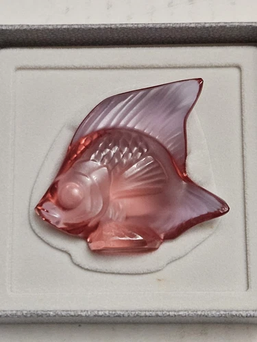 Lalique Crystal Fish Sculpture Pink Opalescent "Rare"