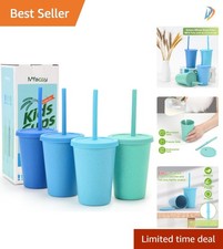 Vibrant 10 oz Unbreakable Cups for Kids - 4 Pack Dishwasher  Microwave Safe