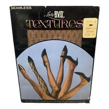 Vtg Lady BVD Seamless Textures Stockings 100 Nylon Style 8 Charcoal Brown 9 1/2