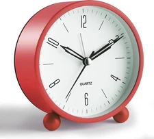 Analog Alarm Clock, 4 inch Super Silent Non Ticking Small Clock with Night Light