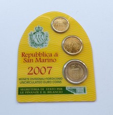 San Marino Coincard Set ~ 10 Cent + 20 Cent + 2 Euro 2007