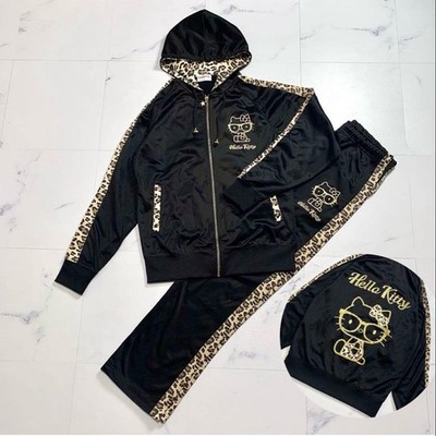 Hello Kitty Y2K Jersey Set Heisei Gal Leopardenmuster Hoodie & Hose M