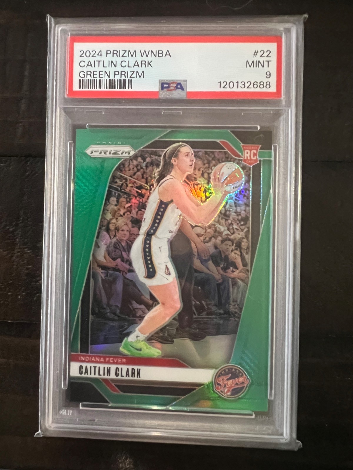 2024 Panini Prizm WNBA Card #22🏀Caitlin Clark Green Prizm RC PSA 9 Mint💥 view 1