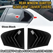 Gloss Black Rear Side Window Quarter Louver Cover For BMW 5-Series Sedan 2018-23