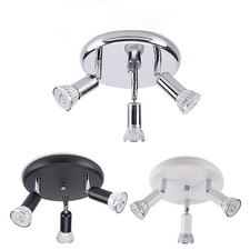 Ceiling Light Fitting Spotlight 3 Way Round Plate Bathroom Kitchen Spot Lights