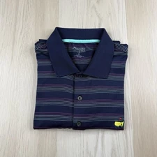 Masters Tech Golf Polo Shirt Blue Purple Stripe Performance Augusta Mens Sz XL