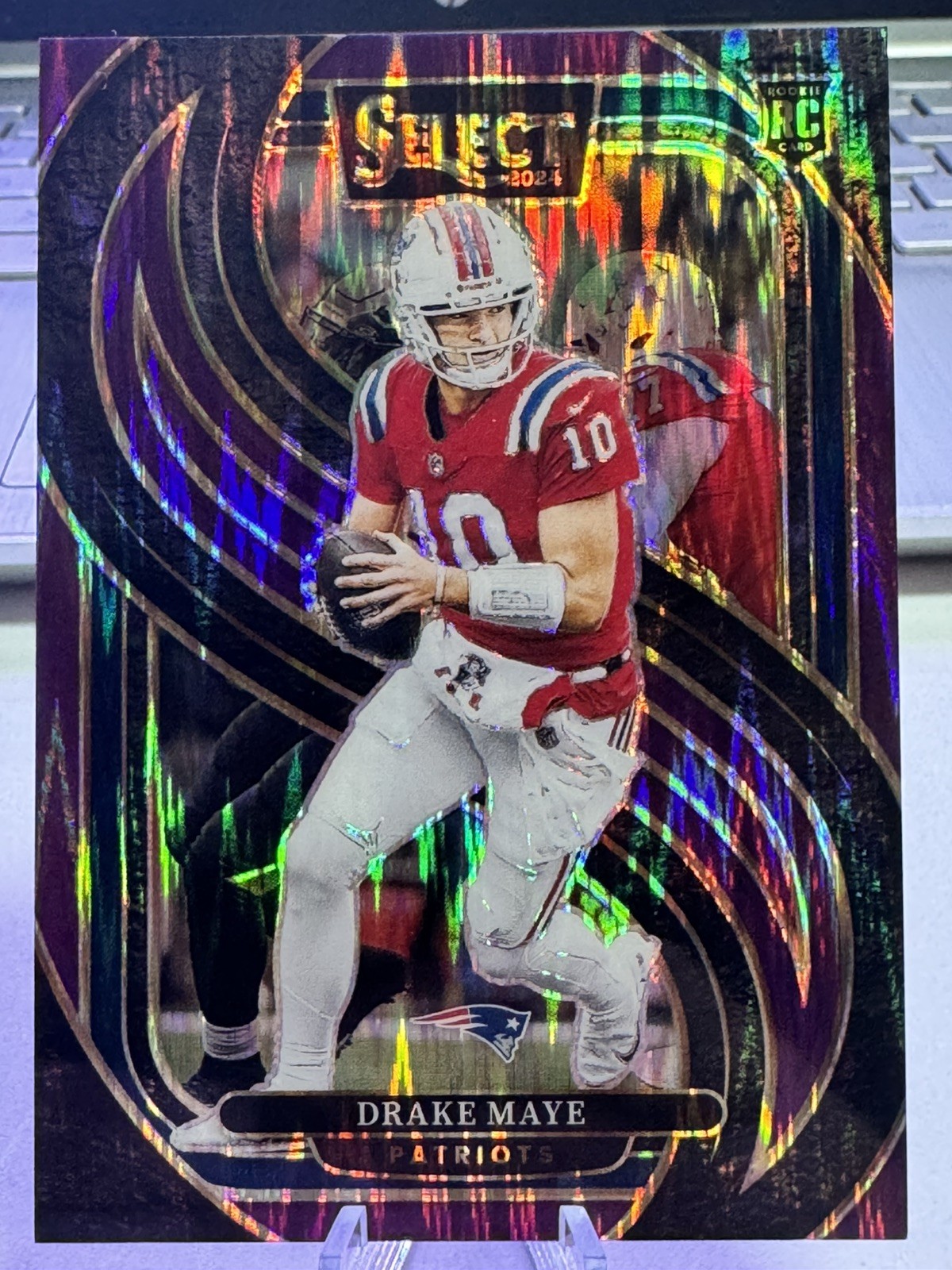 2024 Panini Select Premier Level Drake Maye #113 Purple Shock Prizm 046/360 RC