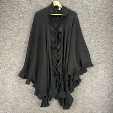 Croft  Barrow Cape Women M Medium Black Collared Long Sleeve Knit Open Front