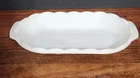 Vintage Milk Glass Serving Tray 12” White Diamond Quilt Pattern Scalloped Edge