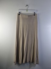 M&S Women's Knitted Long Skirt Size L Beige Glitter NEW