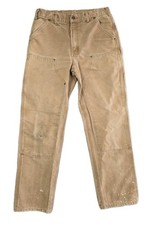 Carhartt B136 Brown Duck Canvas Double-Knee Carpenter Work Pants Men's 33x34"