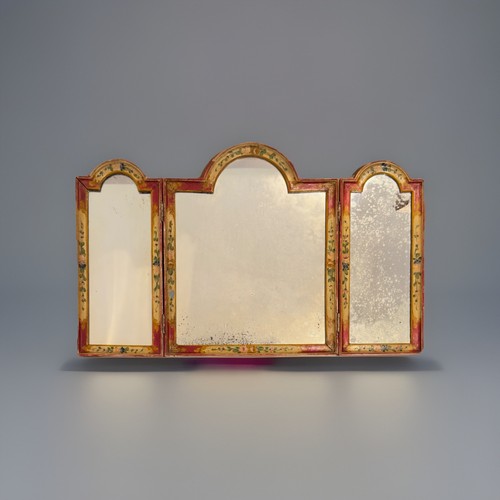 Antique Italian Tri-Fold Dressing Table Barbola/Toilette Mirror, Late 19th C