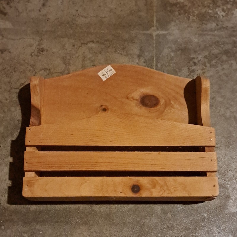 Wall Mounted Wood Magazine Rack, Rustic Brown Natural Finish, 1 Compartment