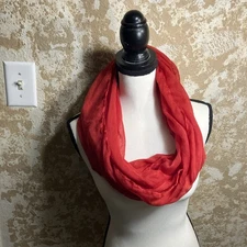 Sheer Red Infinity Scarf 