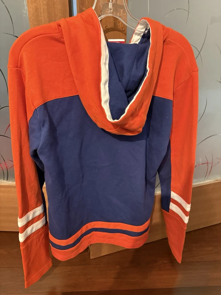 Edmonton Oilers Sweatshirt Youth XL Orange Hoodie Patch Lace Up Sweatshirt - Image 3 of 4